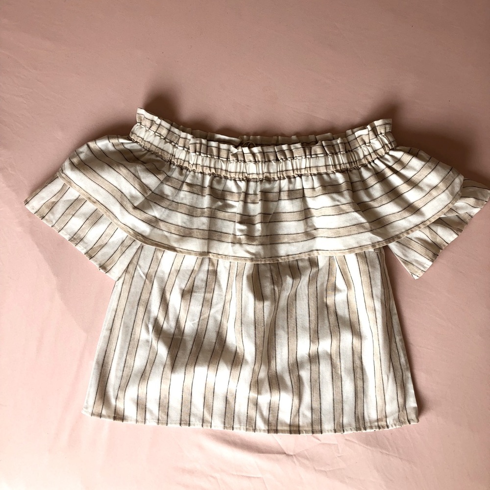 Striped off the shoulder blouse, S